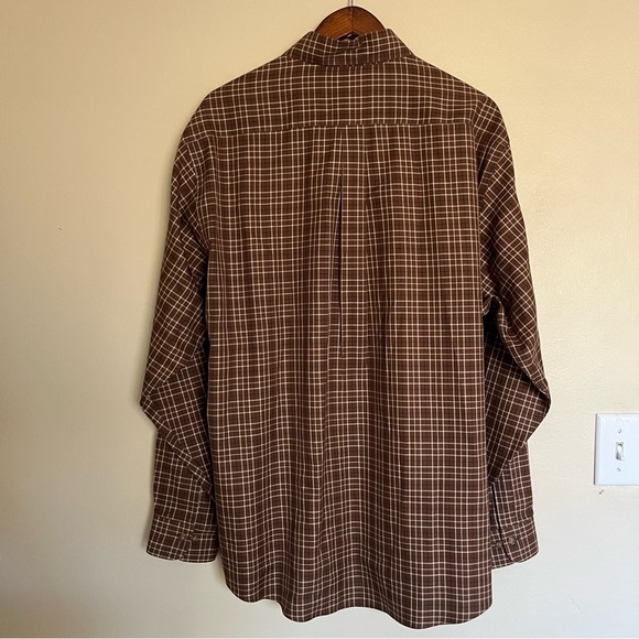 Brooks Brothers Regular Fit Large Brown Plaid Non Iron Button Down - Picture 4 of 4